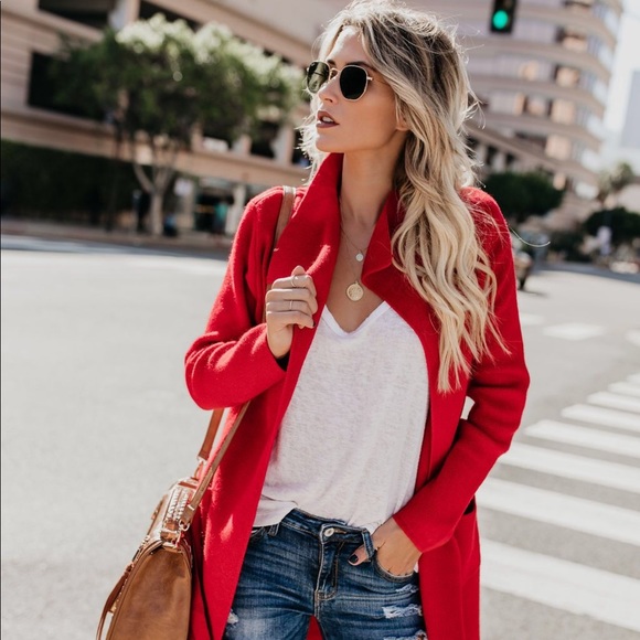 Vibrant Red Coatigan - Picture 5 of 7